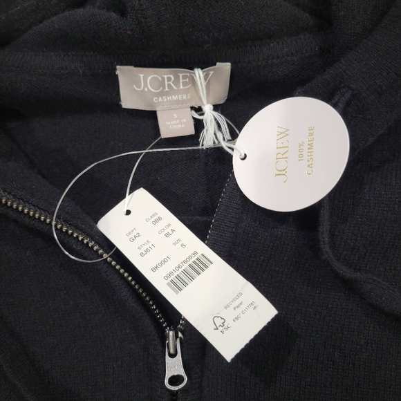 New J Crew Cashmere full-zip sweater-hoodie BJ611 Size S $268 Retail - Picture 8 of 8